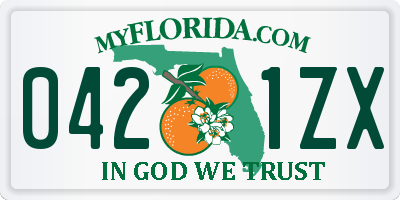 FL license plate 0421ZX