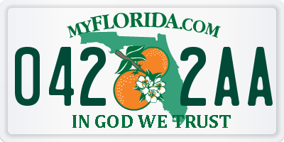 FL license plate 0422AA