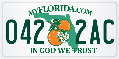 FL license plate 0422AC
