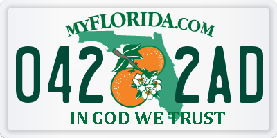 FL license plate 0422AD