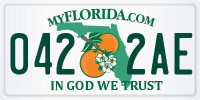 FL license plate 0422AE