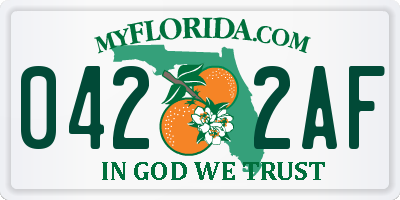 FL license plate 0422AF