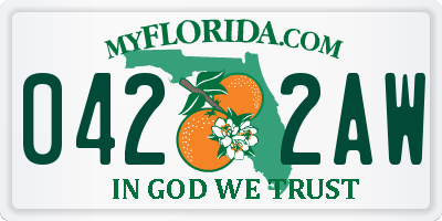 FL license plate 0422AW
