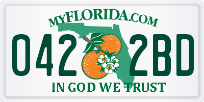 FL license plate 0422BD