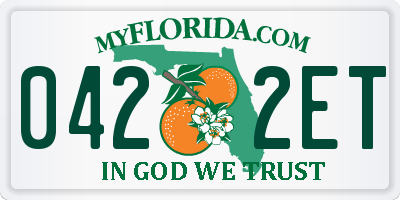 FL license plate 0422ET