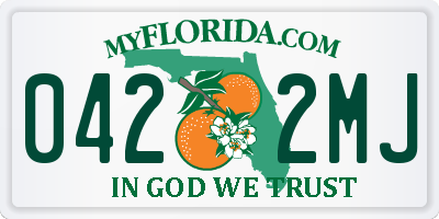 FL license plate 0422MJ