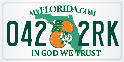 FL license plate 0422RK