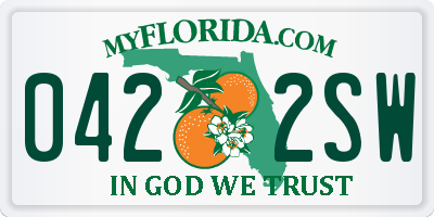 FL license plate 0422SW