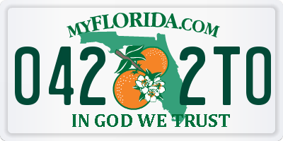 FL license plate 0422TO