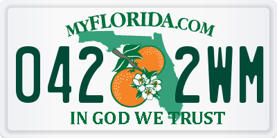 FL license plate 0422WM