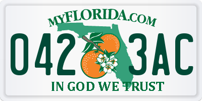 FL license plate 0423AC