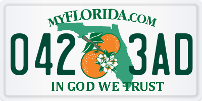 FL license plate 0423AD