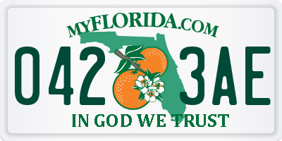 FL license plate 0423AE