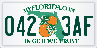 FL license plate 0423AF