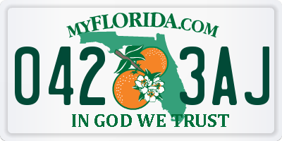 FL license plate 0423AJ
