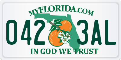 FL license plate 0423AL