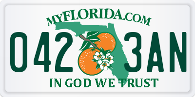 FL license plate 0423AN