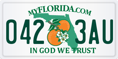 FL license plate 0423AU