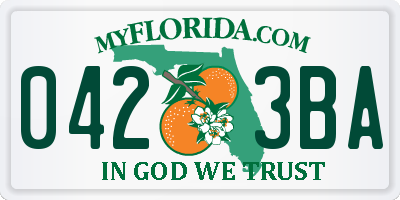 FL license plate 0423BA