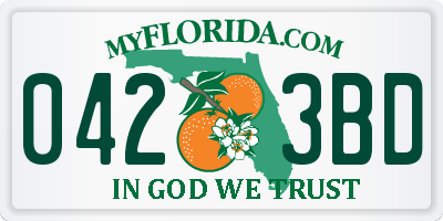 FL license plate 0423BD