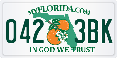 FL license plate 0423BK