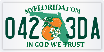 FL license plate 0423DA