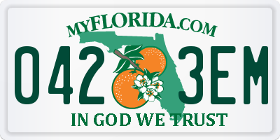 FL license plate 0423EM