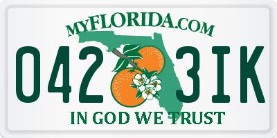 FL license plate 0423IK