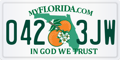 FL license plate 0423JW