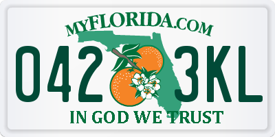 FL license plate 0423KL
