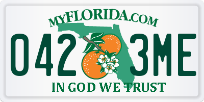 FL license plate 0423ME