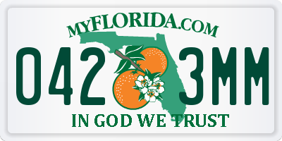 FL license plate 0423MM