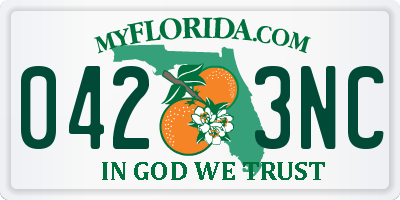 FL license plate 0423NC