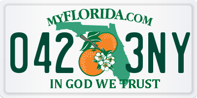 FL license plate 0423NY