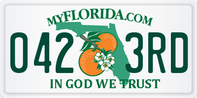FL license plate 0423RD