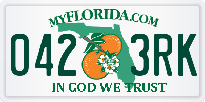 FL license plate 0423RK