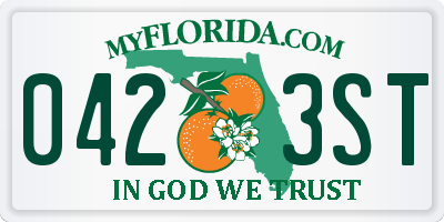 FL license plate 0423ST