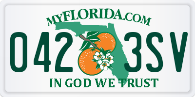 FL license plate 0423SV