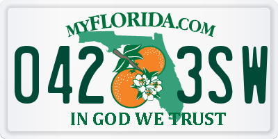 FL license plate 0423SW