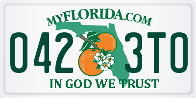 FL license plate 0423TO