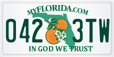 FL license plate 0423TW