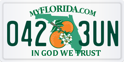FL license plate 0423UN