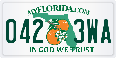FL license plate 0423WA