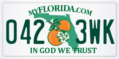 FL license plate 0423WK