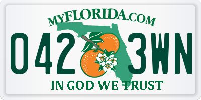 FL license plate 0423WN