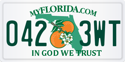 FL license plate 0423WT