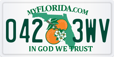FL license plate 0423WV