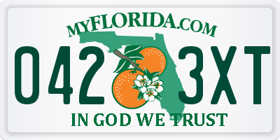 FL license plate 0423XT