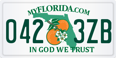 FL license plate 0423ZB
