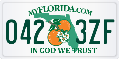 FL license plate 0423ZF